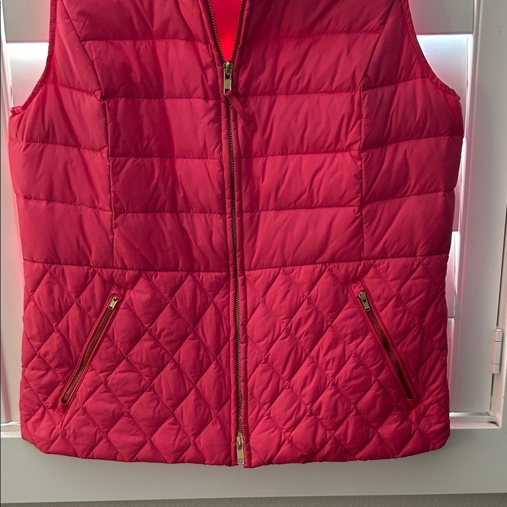Talbots Women's Vibrant Pink Quilted Vest - Picture 4 of 7